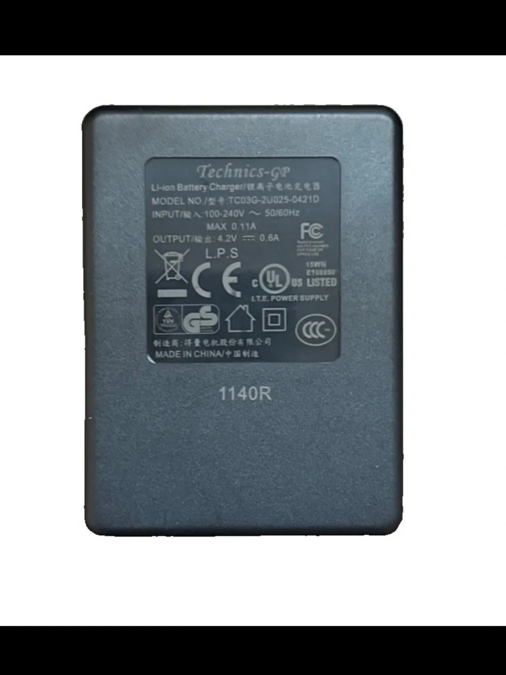 Technics-GP Li-ion Battery Charger Model # TC03G-2au025-0421D NEW